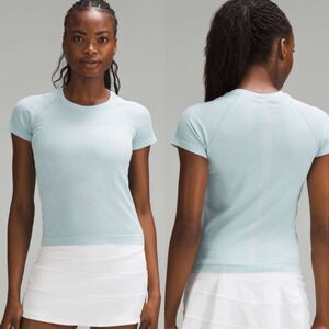 Lululemon swiftly tech short‎ sleeve shirt 2.0 race length parallel texture blue